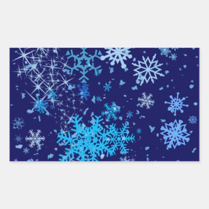 Adesivo Retangular Noite de Natal em queda de neve