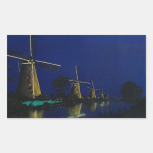 Adesivo Retangular Noite em Kinderdijk