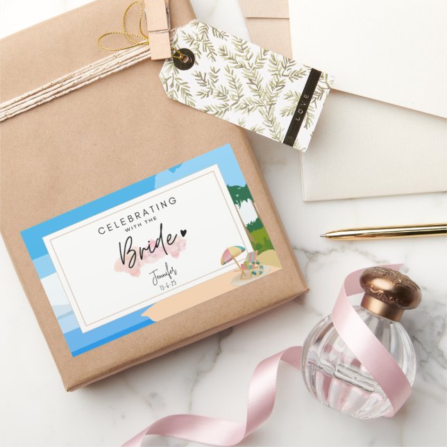 Adesivo Retangular Noiva na Praia, despedida de solteira   (Presentear)