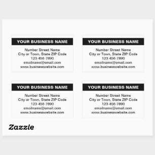 Adesivo Retangular Nome comercial destacado em branco