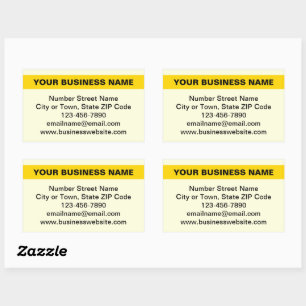 Adesivo Retangular Nome comercial realçado em amarelo