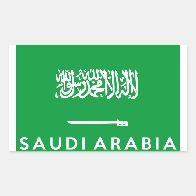 Adesivo Retangular nome de texto do país de bandeira arabia saudita (Frente)