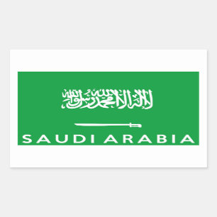 Adesivo Retangular nome de texto do país de bandeira arabia saudita