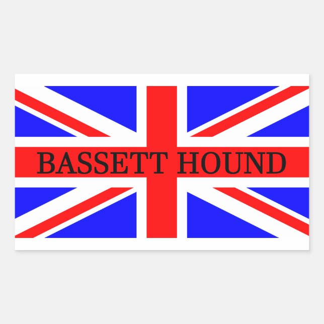 Adesivo Retangular nome do hound bassett na bandeira (Frente)
