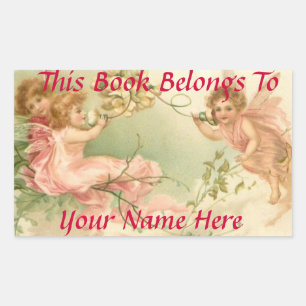 Adesivo Retangular Nome do Livro das Bebês Fairies Placa
