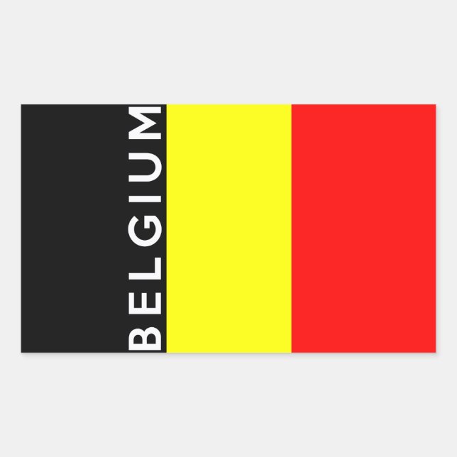 Adesivo Retangular nome do texto de bandeira do país bélgica (Frente)