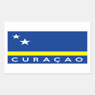 Adesivo Retangular nome do texto do país de bandeira curacao