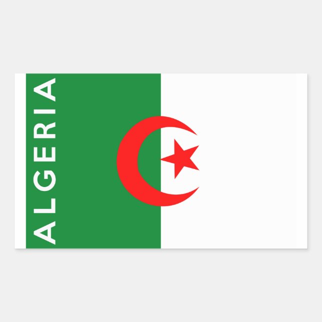 Adesivo Retangular nome do texto do sinalizador de país da argélia (Frente)