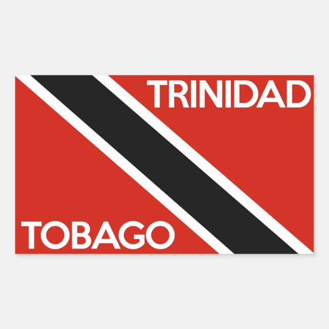 Adesivo Retangular nome do texto do sinalizador do país trinidad toba (Frente)