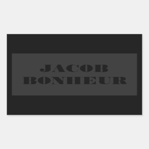 Adesivo Retangular Nome Moderno Profissional   Cinzas escuras e preta