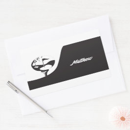 Adesivo Retangular Nome Personalizado Olá, Golfe Negro e Branco