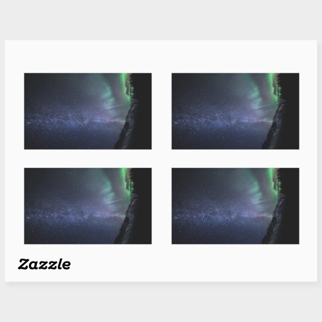 Adesivo Retangular Nortes Luzes Noruega Vinheta retangular (Folha)