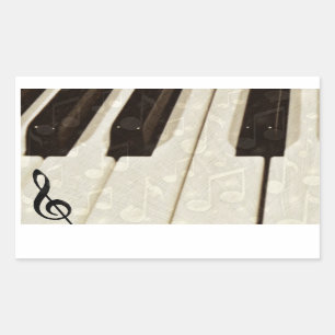 Adesivo Retangular Notas de música e teclas_