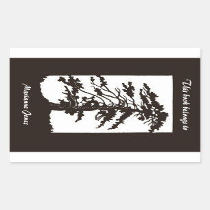 Adesivo Retangular Nouveau Tree Silhouket Bookplate Sticker