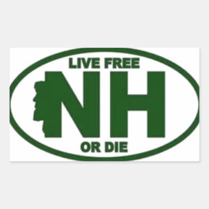 Adesivo Retangular Nova Hampshire Live Fee ou Morre