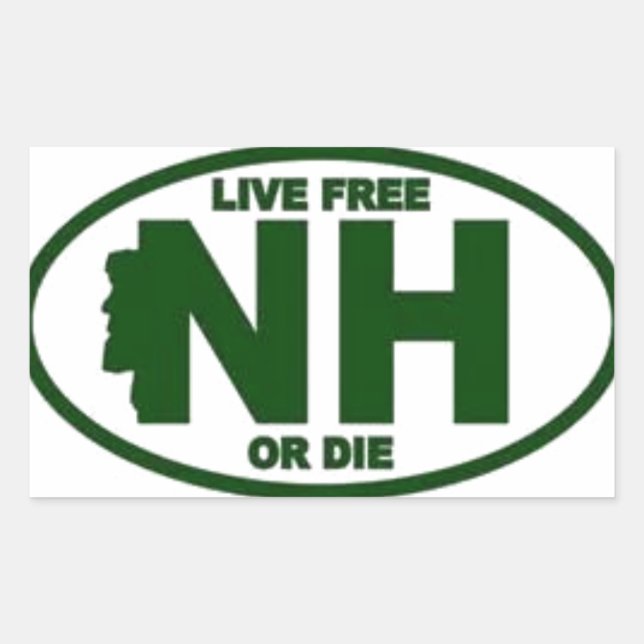 Adesivo Retangular Nova Hampshire Live Fee ou Morre (Frente)
