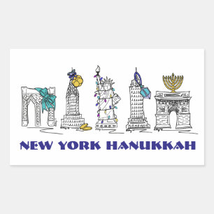 Adesivo Retangular Nova Iorque NYC Happy Hanukkah Chanukah Holiday