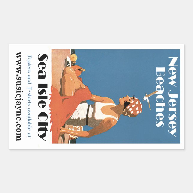 Adesivo Retangular Nova Jersey Beaches ~ Sea Isle City (Frente)