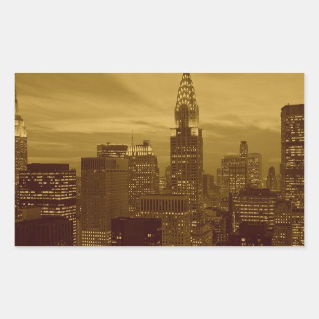 Adesivo Retangular Nova York Manhattan Vintage (Frente)