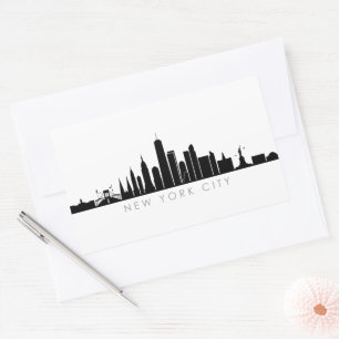 Adesivo Retangular NOVA YORK NYC Manhatten EUA City Skyline Silhouett