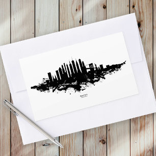 Adesivo Retangular Nova York Skyline Watercolor Black and White