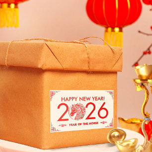 Adesivo Retangular Novo ano chinês do cavalo 2026