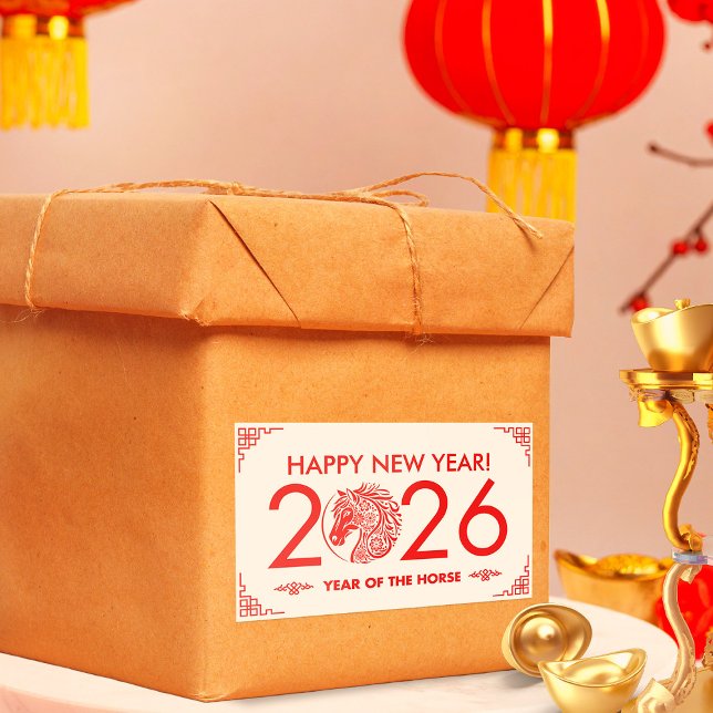 Adesivo Retangular Novo ano chinês do cavalo 2026 (Criador carregado)