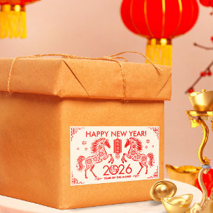 Adesivo Retangular Novo ano chinês do cavalo 2026
