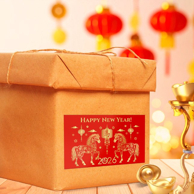 Adesivo Retangular Novo ano chinês do cavalo 2026 (Criador carregado)