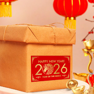 Adesivo Retangular Novo ano chinês do cavalo 2026