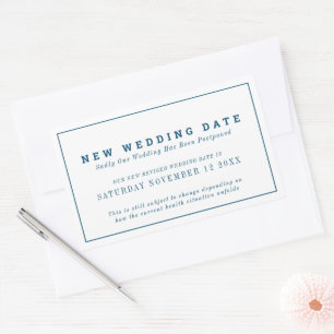 Adesivo Retangular Novo evento de data de casamento, alterar azul
