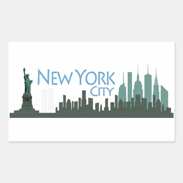 Adesivo Retangular NYC Liberty Skyline (Frente)