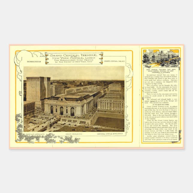 Adesivo Retangular NYCentral Railroad Flyer - Grande Terminal Central (Frente)