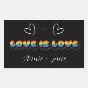 Adesivo Retangular O Amor é Amor Arco-íris LGBTQ
