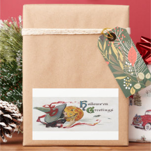 Adesivo Retangular O Beijo da Bruxa: Um Jack o Lanterna no Halloween