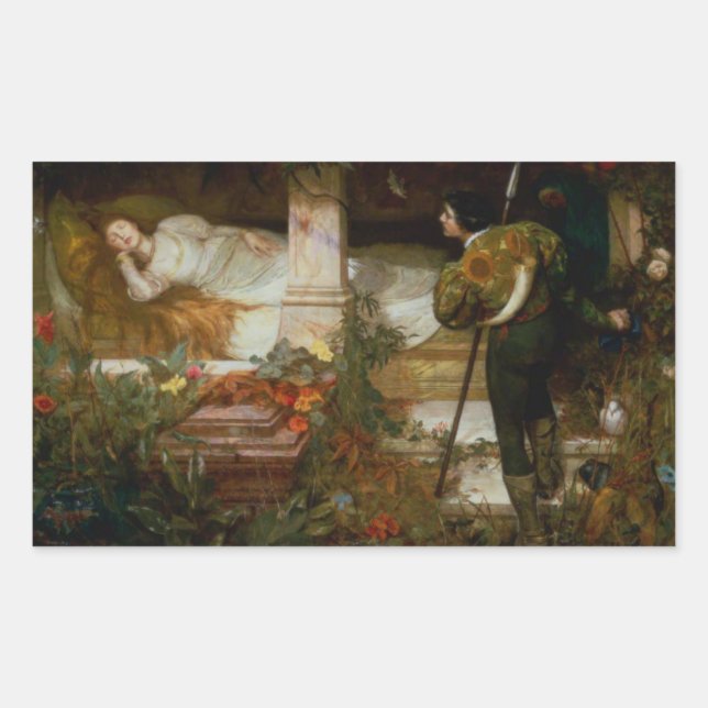 Adesivo Retangular O Bela Adormecida (Cena Elegante de Amor e Romance (Frente)