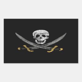 Adesivo Retangular O Capitão Jack Rackham, Jolly Roger Pirate Flag