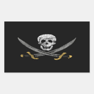 Adesivo Retangular O Capitão Jack Rackham, Jolly Roger Pirate Flag