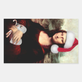 Adesivo Retangular O Chapéu Natal de Mona Lisa