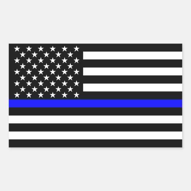Adesivo Retangular O Decor de Bandeira Americano da Linha Azul-Thin (Frente)