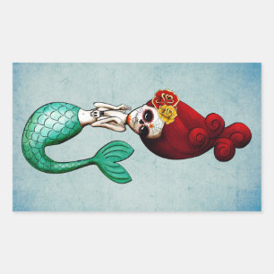 Adesivo Retangular O dia da sereia bonita inoperante