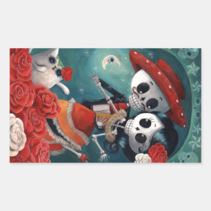 Adesivo Retangular O dia dos amantes de esqueleto inoperantes