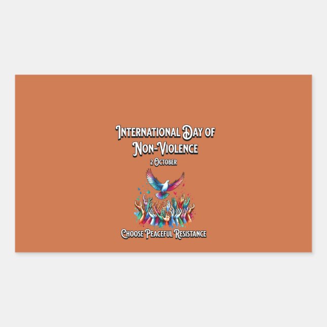 Adesivo Retangular O Dia Internacional da Não-Violência. 2 de outubro (Frente)