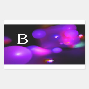 ADESIVO RETANGULAR O FRACTAL PRETO ROXO FÚCSIA COR-DE-ROSA BORBULHA