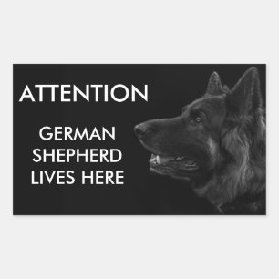 Adesivo Retangular O german shepherd vive aqui advertindo