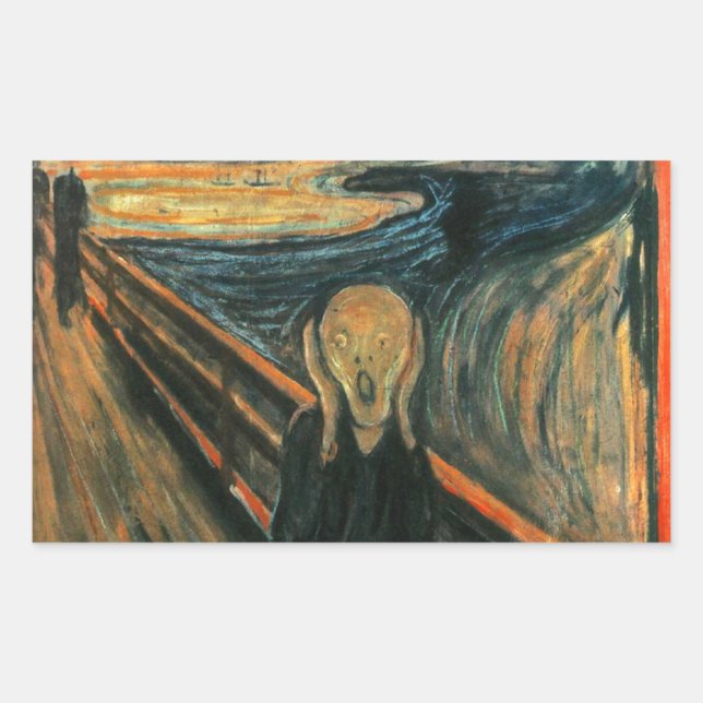 Adesivo Retangular O Gritar Edvard Munch Modern Expressionist Art (Frente)