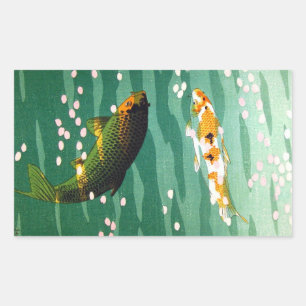 Adesivo Retangular O koi afortunado oriental legal pesca a arte