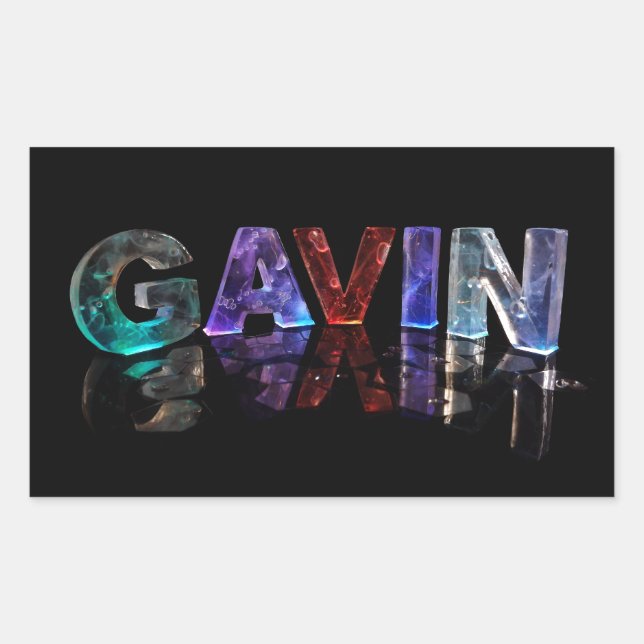 Adesivo Retangular O nome Gavin em luzes 3D (fotografia) (Frente)