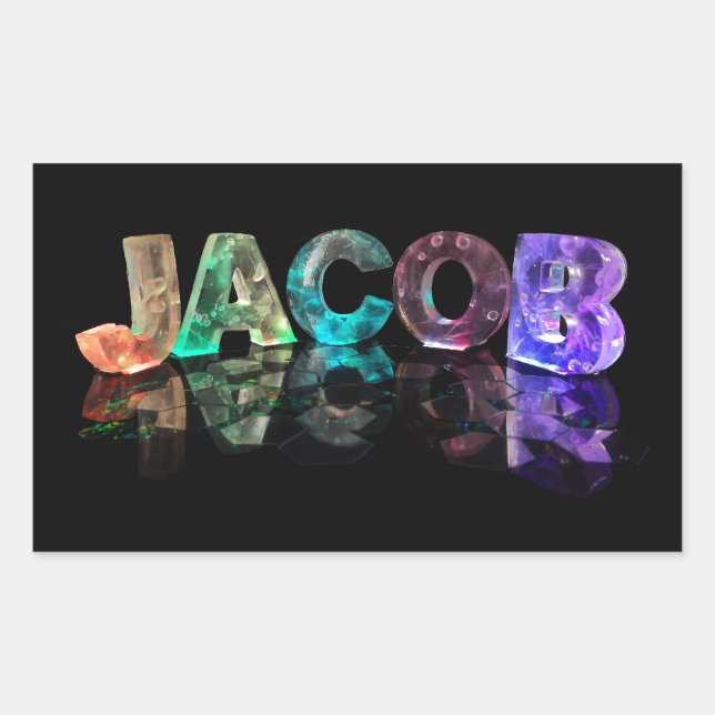Adesivo Retangular O nome Jacob em luzes 3D (fotografia) (Frente)