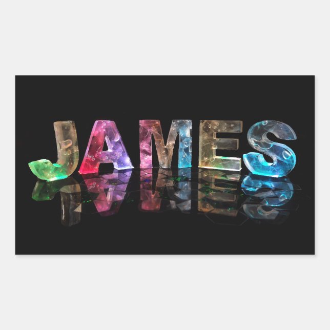 Adesivo Retangular O nome James em Luzes 3D (Fotografia) (Frente)